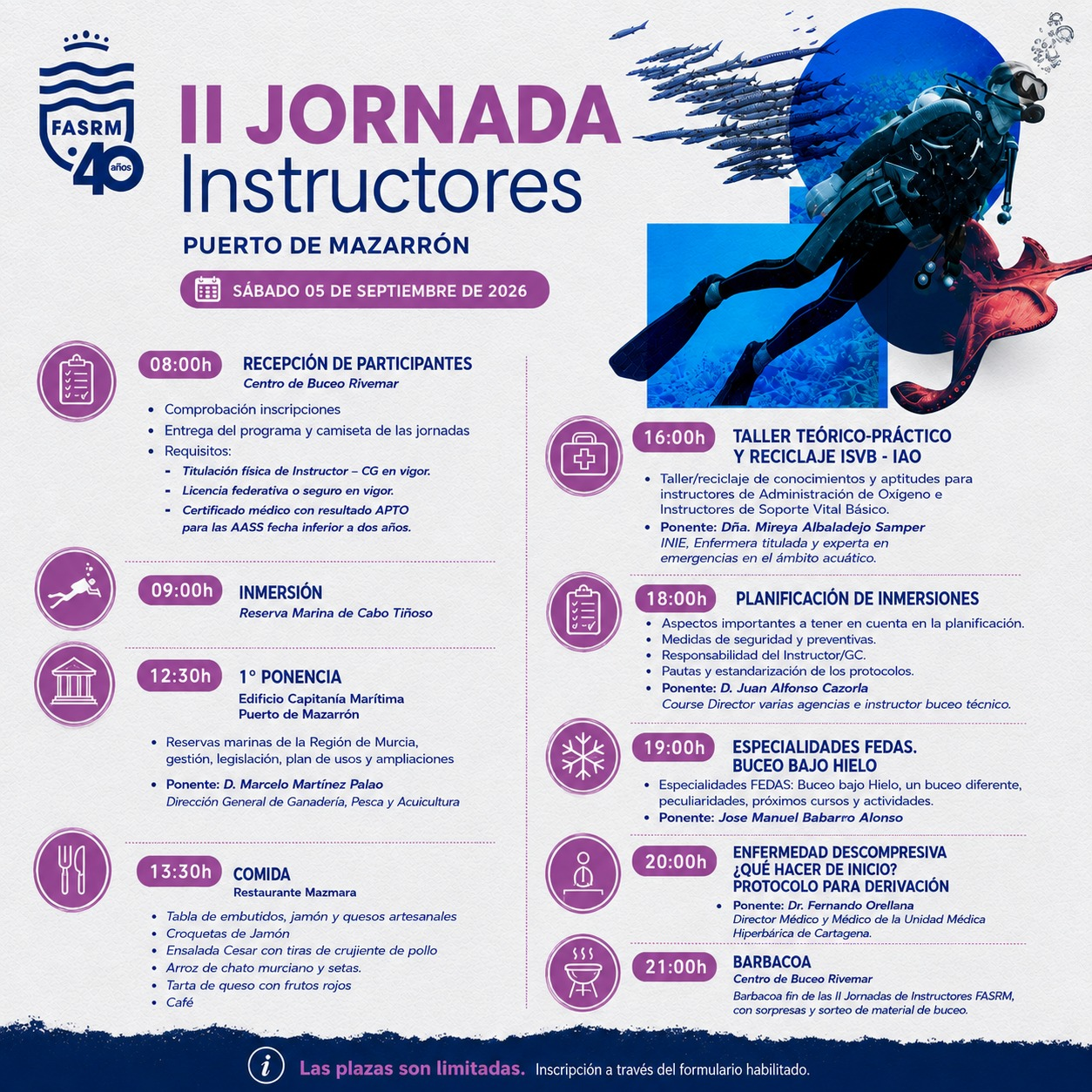 Cartel de la II Jornada de Instructores FASRM en el Puerto de Mazarrón